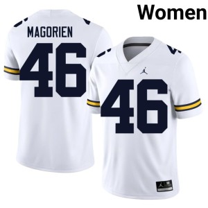 Player College Football White U-M #46 Gavin Magorien Women's Jerseys 477514-814