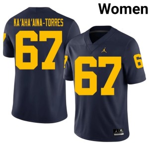 High School Houston Ka'aha'aina-Torres Navy #67 University of Michigan College Football Women's Jerseys 365931-371