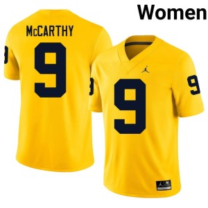 Official UMich #9 Maize College Football Women's J.J. McCarthy Jersey 887849-874