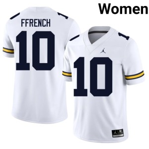 High School University of Michigan #10 College Football Jaime Ffrench White Women Jersey 409282-397