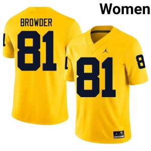 High School Michigan Women College Football #81 Maize Jamar Browder Jerseys 919340-267