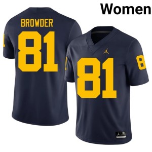 2026-27 MICH #81 College Football Jamar Browder Navy Women Jersey 287799-265
