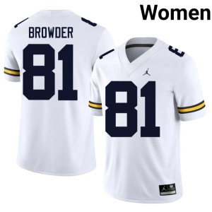 University White University of Michigan #81 Women College Football Jamar Browder Jersey 163620-969