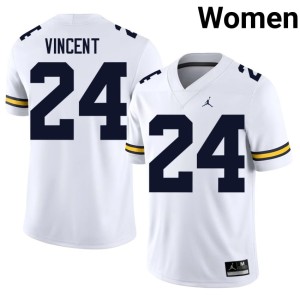 2026 White #24 College Football Michigan Wolverines Womens Jamarion Vincent Jerseys 784217-412