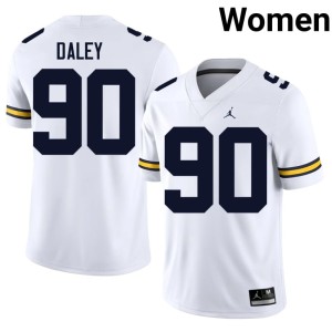 Official John Henry Daley U of M Women's #90 College Football White Jerseys 480788-473