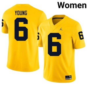 Stitched Maize Women's College Football Jordan Young #6 MICH Jerseys 714168-662