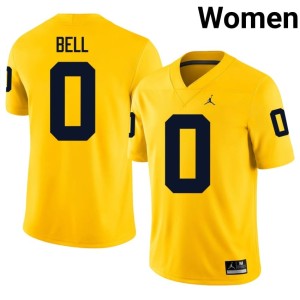 Game Michigan College Football #0 Maize Womens Kendrick Bell Jersey 261611-593