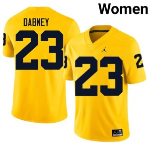 Replica Markel Dabney #23 Maize College Football U of M Womens Jersey 338650-400