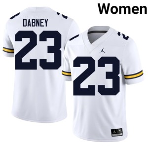 2026-27 Womens Markel Dabney White UMich #23 College Football Jersey 882282-630