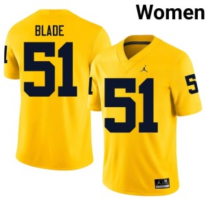 High School McHale Blade Michigan #51 Maize Womens College Football Jersey 741998-821