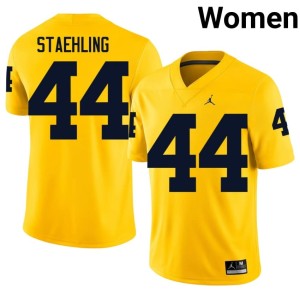 2026 #44 Michigan Wolverines Maize Nathaniel Staehling College Football Women's Jerseys 320309-591