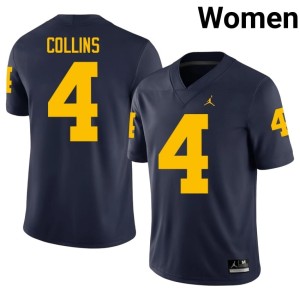 High School University of Michigan Wolverines Navy #4 College Football Nico Collins Women's Jerseys 553304-515