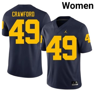 Player Nico Crawford College Football #49 Navy University of Michigan Womens Jerseys 423746-761