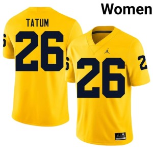 Replica College Football Taylor Tatum Maize Women's #26 University of Michigan Wolverines Jerseys 294286-461