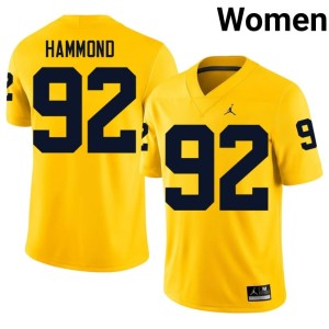 Alumni #92 Maize MICH College Football Women's Ted Hammond Jersey 189461-431