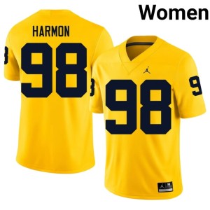 Limited Womens College Football #98 Tom Harmon Maize Michigan Jerseys 877180-131