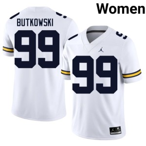 University Women's #99 White College Football Wolverines Trey Butkowski Jersey 806377-150