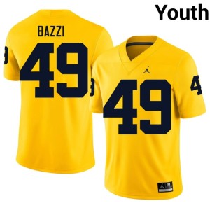 Game Maize Adam Bazzi #49 University of Michigan Wolverines Youth College Football Jerseys 263504-816