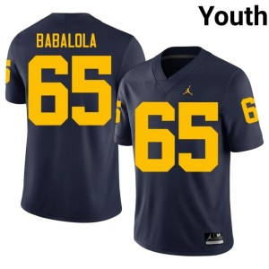 2026 #65 U of M Youth College Football Andrew Babalola Navy Jerseys 487474-999