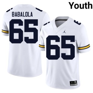 Game Michigan Wolverines #65 White College Football Andrew Babalola Youth Jersey 985453-944