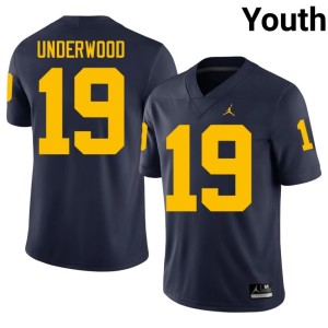 Replica Bryce Underwood Navy Youth Michigan #19 College Football Jersey 172695-940