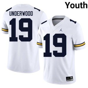 Game Bryce Underwood College Football Youth #19 Michigan White Jersey 696042-448