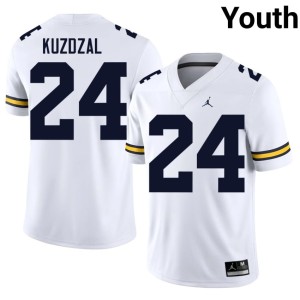 2026-27 White College Football #24 Youth Wolverines Bryson Kuzdzal Jerseys 101968-109