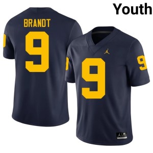 Alumni College Football U-M #9 Youth Cameron Brandt Navy Jersey 428546-653