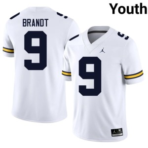 2026-27 Michigan White Youth Cameron Brandt #9 College Football Jersey 347392-441