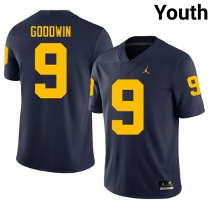 High School College Football Youth #9 Channing Goodwin Navy UMich Jersey 537036-784