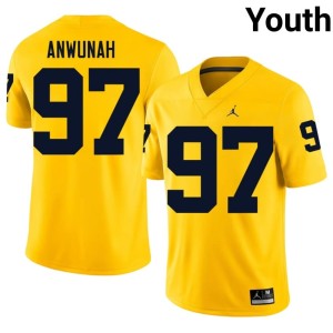 NCAA College Football Youth Chibi Anwunah #97 Maize University of Michigan Jerseys 283267-410