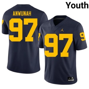Game Navy College Football Michigan Youth Chibi Anwunah #97 Jersey 970902-125
