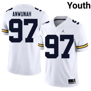 Stitched Youth Chibi Anwunah Wolverines White #97 College Football Jerseys 472098-398