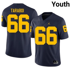 Stitched Michigan College Football #66 Navy Dan Taraboi Youth Jerseys 497076-740