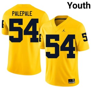 NCAA #54 Deyvid Palepale College Football Maize Youth UMich Jersey 765661-822