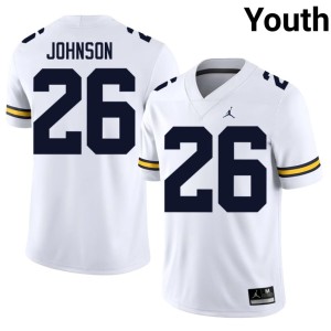 2026 Wolverines Donovan Johnson #26 White College Football Youth Jerseys 418994-915