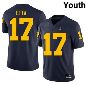 Replica Navy Youth MICH College Football #17 Enow Etta Jersey 215173-876