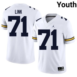 Official Youth Evan Link White College Football #71 U of M Jerseys 264396-870