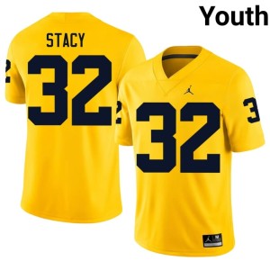 Player #32 Youth Maize Michigan College Football Gary Stacy Jersey 472687-721