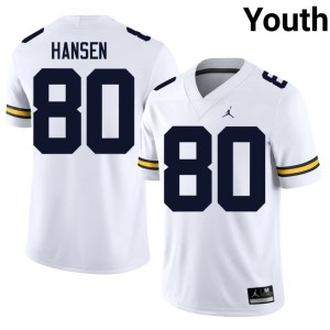 2026 #80 Hogan Hansen Youth College Football White University of Michigan Wolverines Jersey 116168-890