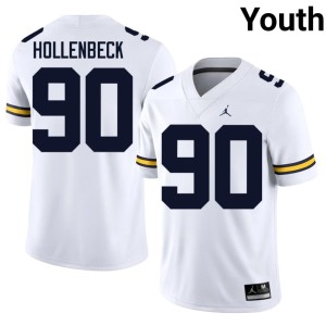 High School Hudson Hollenbeck Youth White College Football Michigan #90 Jersey 132672-245