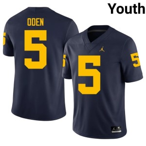 Replica MICH Jacob Oden Youth Navy #5 College Football Jerseys 190351-892
