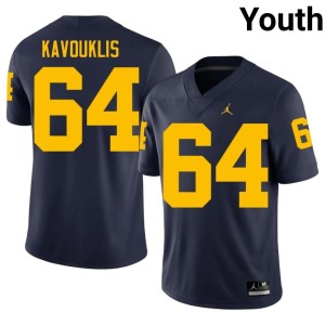 Stitched College Football James Kavouklis Youth U-M Navy #64 Jersey 548376-421