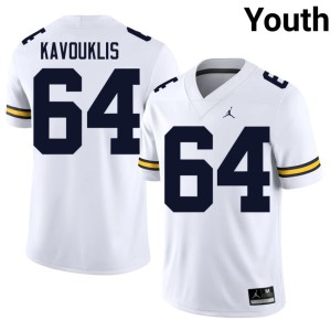Stitched #64 James Kavouklis U of M Youth White College Football Jerseys 757054-404
