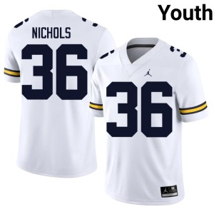 2026 White #36 College Football Joshua Nichols Youth Michigan Wolverines Jersey 126280-822