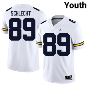 Player Youth #89 White U-M College Football Kaleb Schlecht Jersey 214485-559