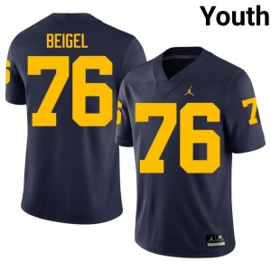 Stitched Navy Manuel Beigel Youth MICH #76 College Football Jerseys 179595-480