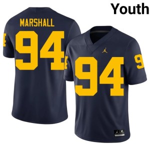 High School Youth College Football Nate Marshall #94 Michigan Navy Jersey 965427-925