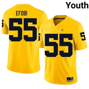 NCAA Nathan Efobi Michigan College Football #55 Maize Youth Jerseys 947997-210