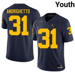 Official UMich #31 College Football Nico Andrighetto Navy Youth Jerseys 400109-751